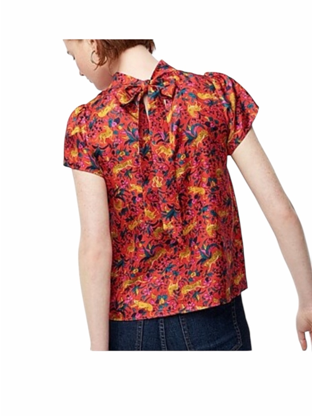 J. Crew Collection Silk Jungle Cat Top Size 2 - Picture 3 of 7
